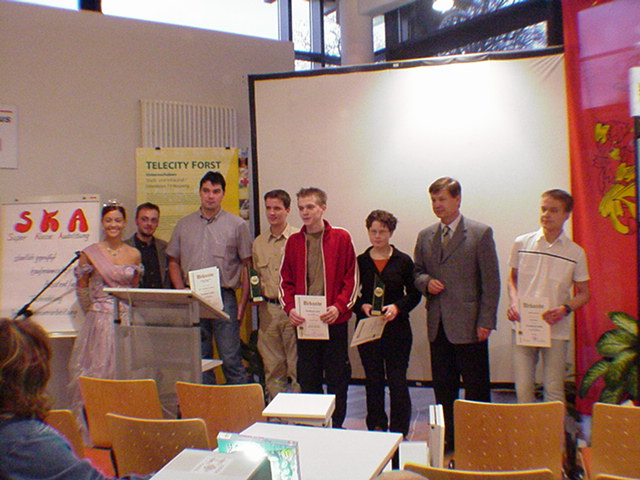 1. Platz Webseitengestaltung für Andreas Jurisch und Monty Muth und 1. Platz für Mulitmediashow für Christian Buss